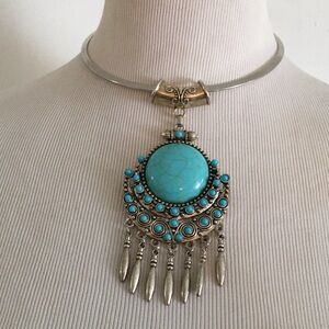 Native American Styled Turquoise Statement Piece Pendant